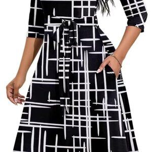 Midi Dresses for Women Casual 3/4 Sleeve Wrap Dress Plus Size Curvy Cocktail Dre